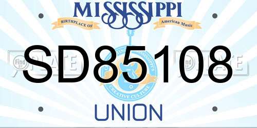 SD85108 Mississippi License Plate