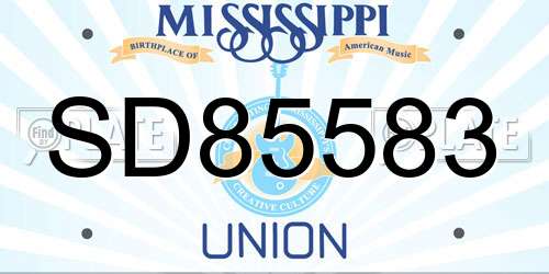 SD85583 Mississippi License Plate