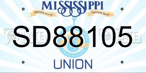 SD88105 Mississippi License Plate
