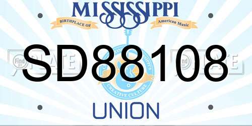 SD88108 Mississippi License Plate