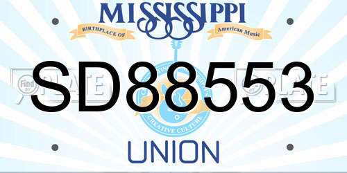SD88553 Mississippi License Plate