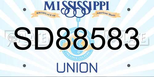 SD88583 Mississippi License Plate