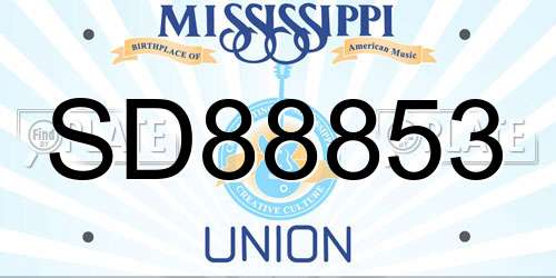 SD88853 Mississippi License Plate