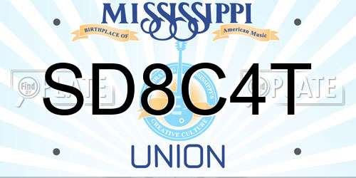SD8C4T Mississippi License Plate