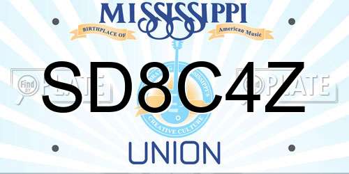 SD8C4Z Mississippi License Plate