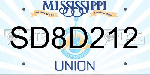 SD8D212 Mississippi License Plate