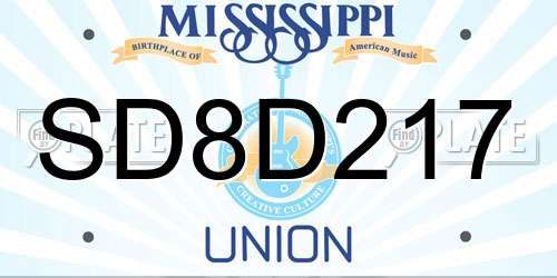 SD8D217 Mississippi License Plate