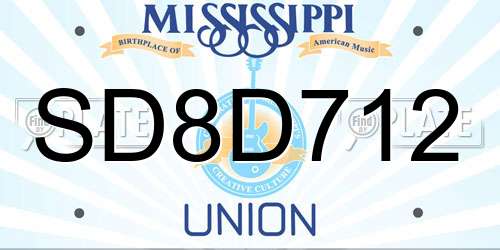 SD8D712 Mississippi License Plate