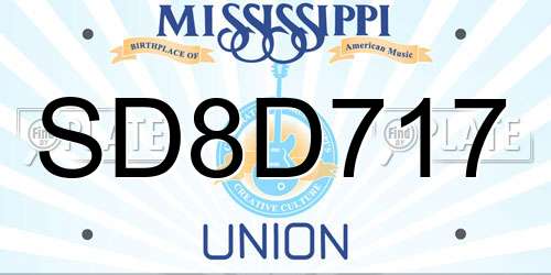 SD8D717 Mississippi License Plate