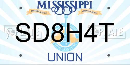 SD8H4T Mississippi License Plate