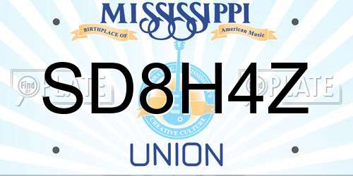 SD8H4Z Mississippi License Plate