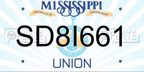 SD8I661 Mississippi License Plate