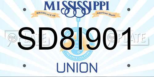SD8I901 Mississippi License Plate