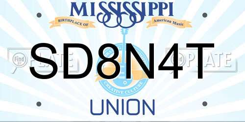 SD8N4T Mississippi License Plate