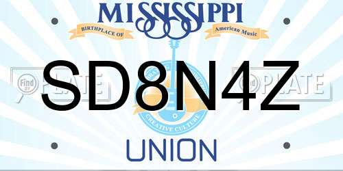SD8N4Z Mississippi License Plate