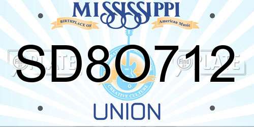 SD8O712 Mississippi License Plate