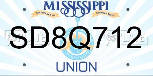 SD8Q712 Mississippi License Plate