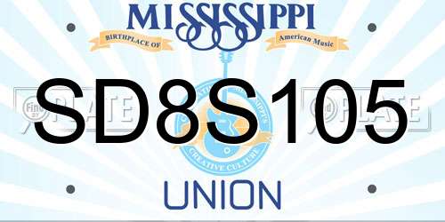 SD8S105 Mississippi License Plate
