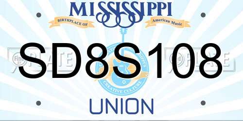 SD8S108 Mississippi License Plate