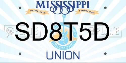 SD8T5D Mississippi License Plate