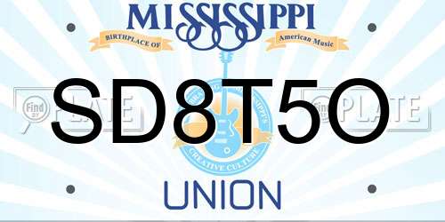 SD8T5O Mississippi License Plate
