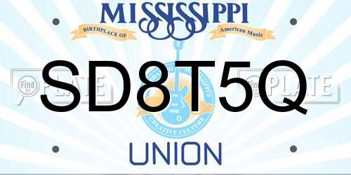 SD8T5Q Mississippi License Plate