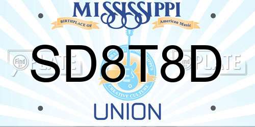 SD8T8D Mississippi License Plate