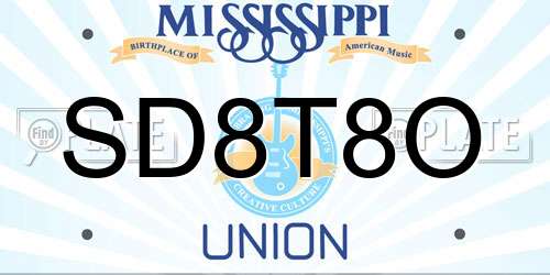 SD8T8O Mississippi License Plate