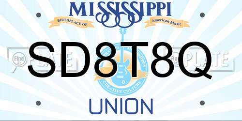 SD8T8Q Mississippi License Plate