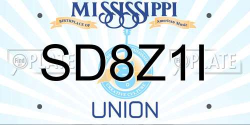 SD8Z1I Mississippi License Plate
