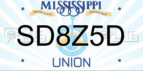 SD8Z5D Mississippi License Plate