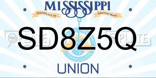 SD8Z5Q Mississippi License Plate