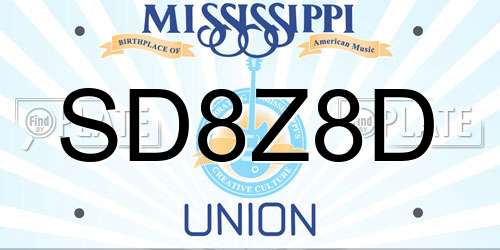 SD8Z8D Mississippi License Plate