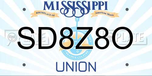 SD8Z8O Mississippi License Plate