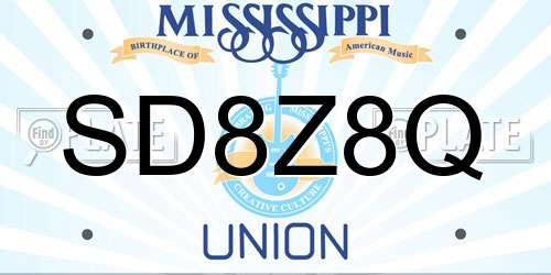 SD8Z8Q Mississippi License Plate