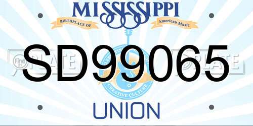 SD99065 Mississippi License Plate