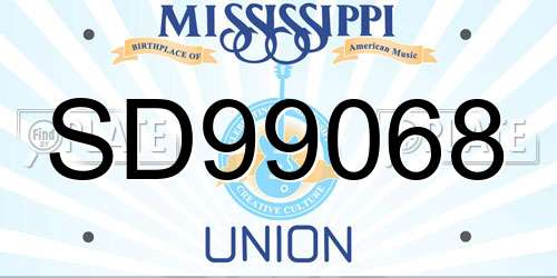 SD99068 Mississippi License Plate