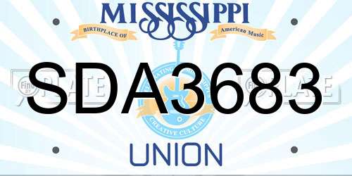 SDA3683 Mississippi License Plate