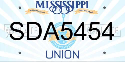 SDA5454 Mississippi License Plate