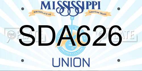 SDA626 Mississippi License Plate