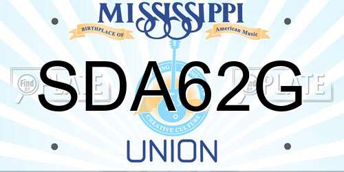 SDA62G Mississippi License Plate