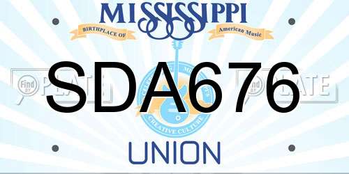 SDA676 Mississippi License Plate