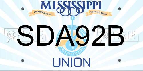SDA92B Mississippi License Plate