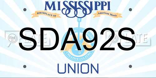 SDA92S Mississippi License Plate