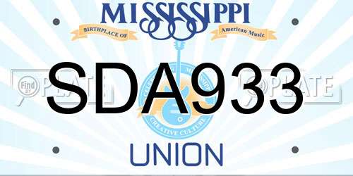 SDA933 Mississippi License Plate