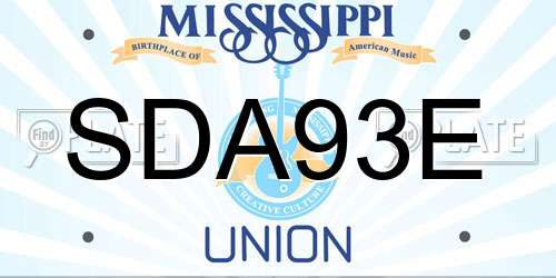 SDA93E Mississippi License Plate