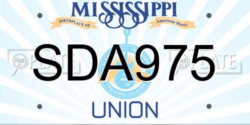 SDA975 Mississippi License Plate