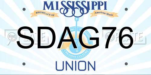 SDAG76 Mississippi License Plate