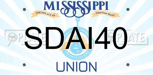 SDAI40 Mississippi License Plate