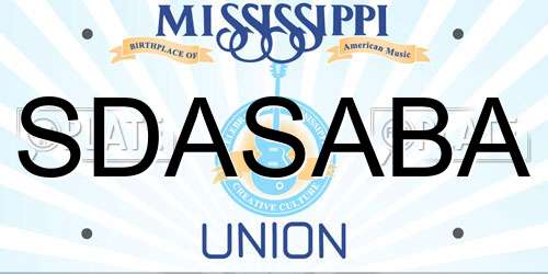 SDASABA Mississippi License Plate
